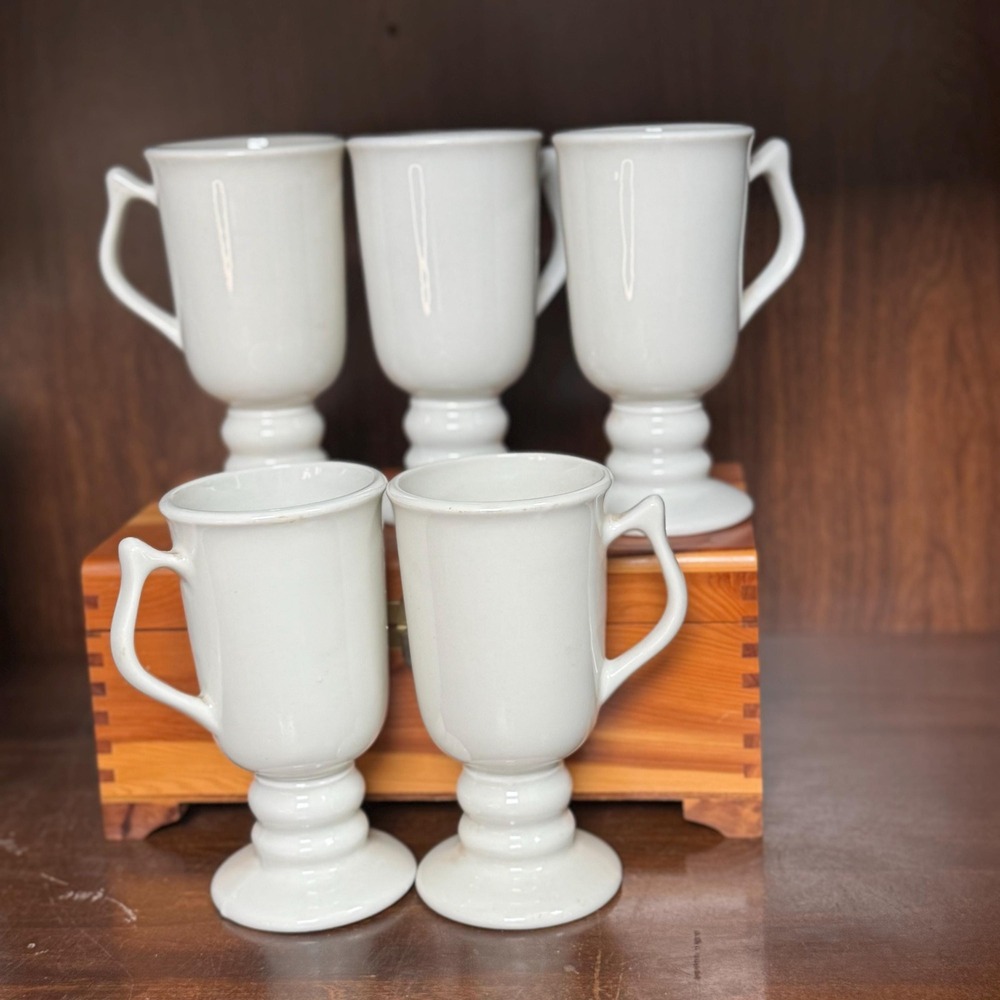 Vintage Hall‎ Pottery #1273 Irish Coffee Mugs Set of 5 Pedestal